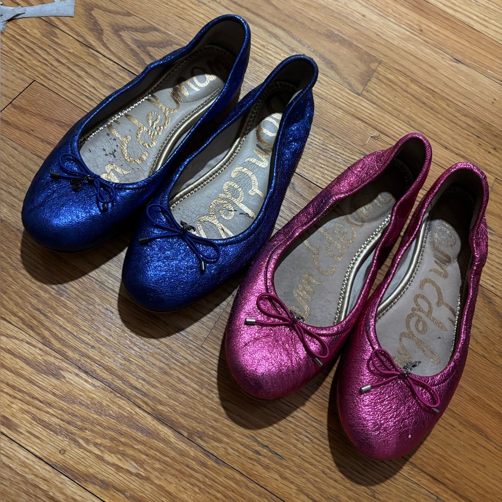Sam Edelman 2 Pairs Felicia Ballet Flats - Electric Blue and Pink